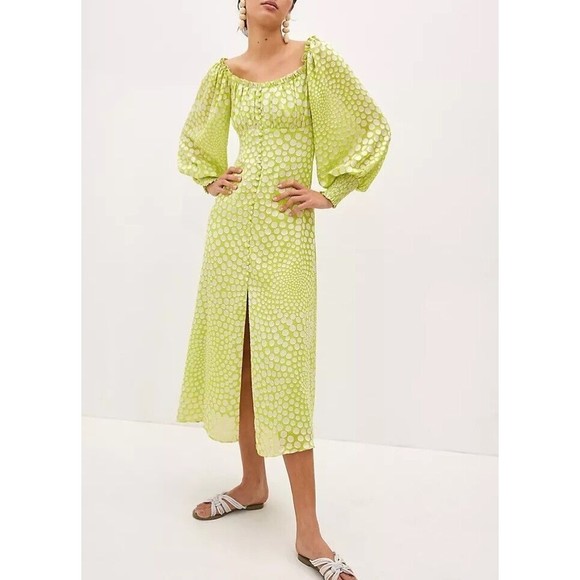 Anthropologie x Exquise Dresses & Skirts - Anthropologie Exquise Meryl Midi Dress Balloon Slv Sz S Lime Green NWT $218